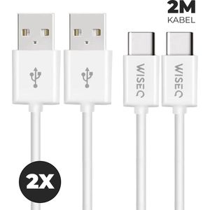 WiseQ USB C kabel - 3A USB naar USB C Kabel - 2 meter - Wit - 2 Stuks