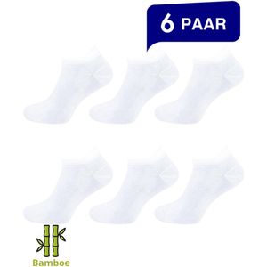 Nova Collection - Bamboe sneakersokken -Dames & Heren- Bamboo -6 Paar- Lage sokken - Enkelsokken - Wit - Maat 39-42