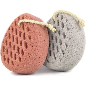 Badspons, spons, loofah bodyscrubber, douchepoef, schoonmaakspons, douchespons (roze grijs) Roze grijs