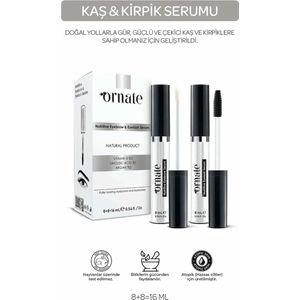 ORNATE Nutritive Eyelash Serum & Eyebrow Serum 2 stuks - Verzorgingsserum gericht op het opvullen & voeden van wenkbrauwen en wimpers 8+8 - 16 ml / Vollere wenkbrauwen en wimpers / Natuurlijk product / Vitamine E 2% / Linolzuur 1% / Arganen 2% /