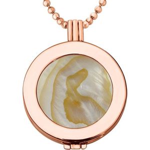 Quiges - Munthouder met Ketting en Munt 33mm Schelp Multi Beige - Rosegoudkleurig - ERHS888