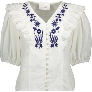 SisterS point Blouse Upa Sh 17331 White/blue Dames Maat - S