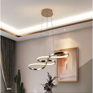 Chandelix - Luxe Hanglamp voor eetkamer - Smartlamp - Afstandsbediening en App - voor binnen - industriële - met 3 lichtpunten - eetkamer - slaapkamer - keuken - LED - Chroom Goud