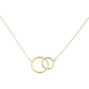 Lucardi - Ketting met Hanger Cirkels - Geelgoud - 14 Karaat Goud - 45 cm