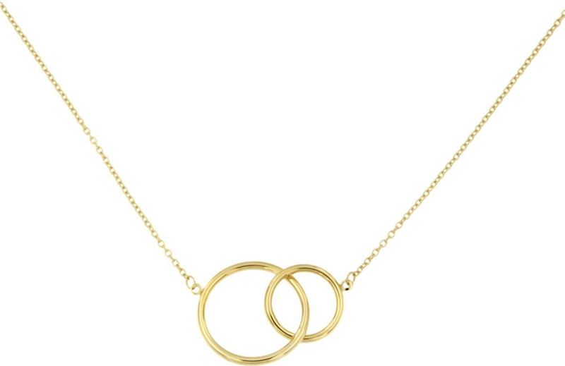 Lucardi - Ketting met Hanger Cirkels - Geelgoud - 14 Karaat Goud - 45 cm