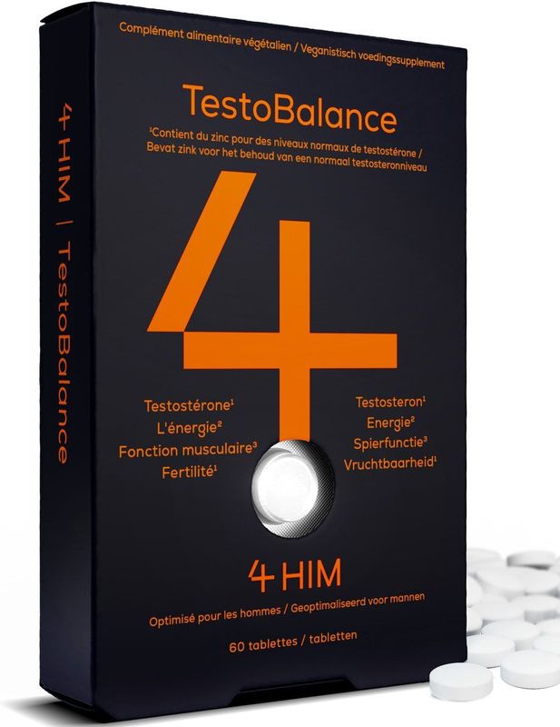 4HIM - TestoBalance - Testosteron Supplementen - 60 Tabletten - Met Zink en L-Arginine