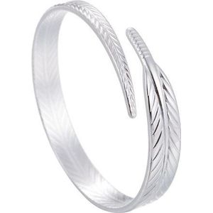 24/7 Jewelry Collection Blad Bangle Armband - Zilverkleurig