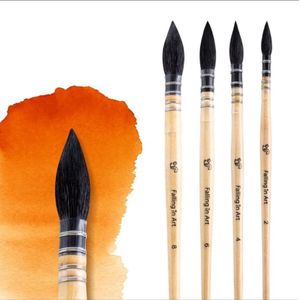 Professionele aquarelkwasten set van eekhoornhaar - Ronde & puntige penselen voor aquarel en acrylverf (4 stuks)