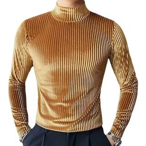 Gouden Ribstof Trui - Fluweel - Shirt Lange Mouwen - Party - Luxe - Goud