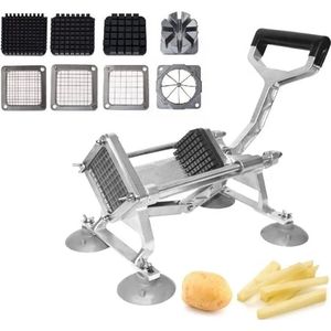 Professionele frietsnijder Aluminium - Stevig - Patat - 4 Opzetstukken - Partjes - Met noppen - Vlaamse friet - Franze frietjes - Normale patat - Groentes snijden