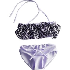 Maat 140 Bikini zwemkleding Wit met panterprint badkleding baby en kind dierenprint zwem kleding leopard tijgerprint