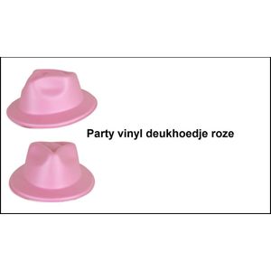 Party vinyl deukhoedje roze mt.58/59 - carnaval thema feest party vinyl foam hoedje optocht maffia feestje multi pride