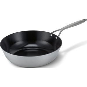 Brabantia Dusk Wokpan Ø 28cm – 100% PFAS vrij – 100% Gerecycleerd - Inductie geschikt- Hoogwaardig lichtgewicht Aluminium- Keramische Coating – Dubbele Anti Aanbaklaag – Transparant Grijs
