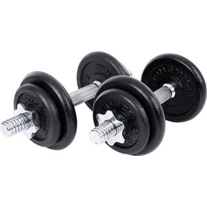 Dumbbell Set - Verstelbare gewichten - Fitnessapparatuur voor thuis - 2 pakketten - Zwart - Gepoedercoat gietijzer - 24 kg - Compact formaat