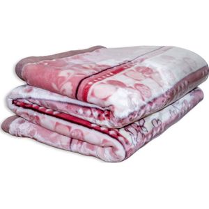 Velours Plaid - Fleece Deken - Dikke Fleece Deken - Extra warm - Extra dik - Plaid - Super zacht - 230x200 cm - Pink Flower - Roze