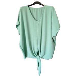 Dames - Tuniek - Korte Mouwen - Kleur Lichtgroen - Met Knoop - Maat 42/44