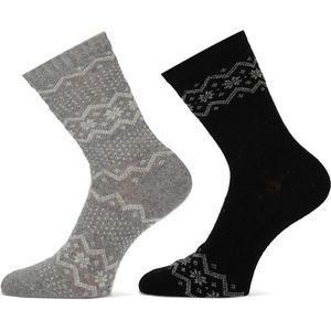Teckel - Dames Wolmix Sokken - Grey Black - Werksokken