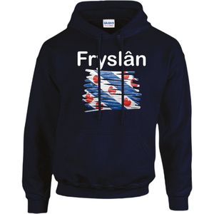 Hooded sweater Fryslân vintage vlag (hoodie unisex) Friesland maat L
