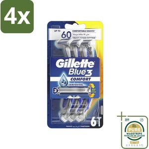 Gillette - Blue 3 Comfort - Wegwerpmesjes - Precisie en comfort - 6 Scheermesjes - Voordeelverpakking - 4 stuks - Scheermesjes wegwerp - Scheermesjes mannen