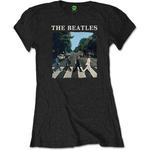 The Beatles - Abbey Road And Logo Dames T-shirt - XL - Zwart