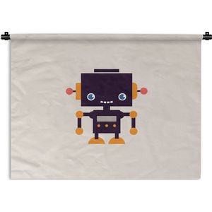 Wandkleed - Wanddoek - Robot - Antenne - Oranje - Beige - Kind - Kids - 150x112 cm - Wandtapijt