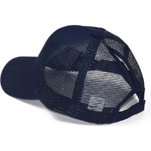 Summer Cotton Mesh Opening Ponytail Hat Sunscreen Baseball Cap  Specification:??(Navy)