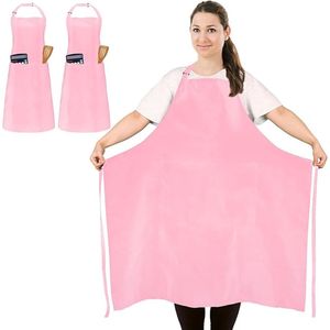 2 Stuks Plus Size Schort - Unisex, Waterdicht Met 2 Zakken Voor Koken, Barbecue, Werk - Professioneel Voor Ober, Artiest, Kapper