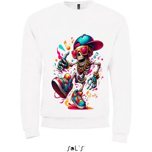 Sweatshirt 2-221 Sweatshirt Cartoon Hip Hop Skeleton - Wit, xS