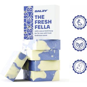 BALZY FreshFella Zeep Bar Mannen - Gezicht en Lichaam - Natuurlijke en Organische Zeep - Voordeelverpakking van 5 x 140 g