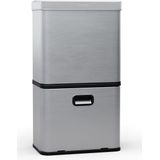 Klarstein Touchless Vuilnisbak met sensor - 56 Liter - RVS - 3 Bakken - Soft-close prullenbak - LED - Roestvrij staal
