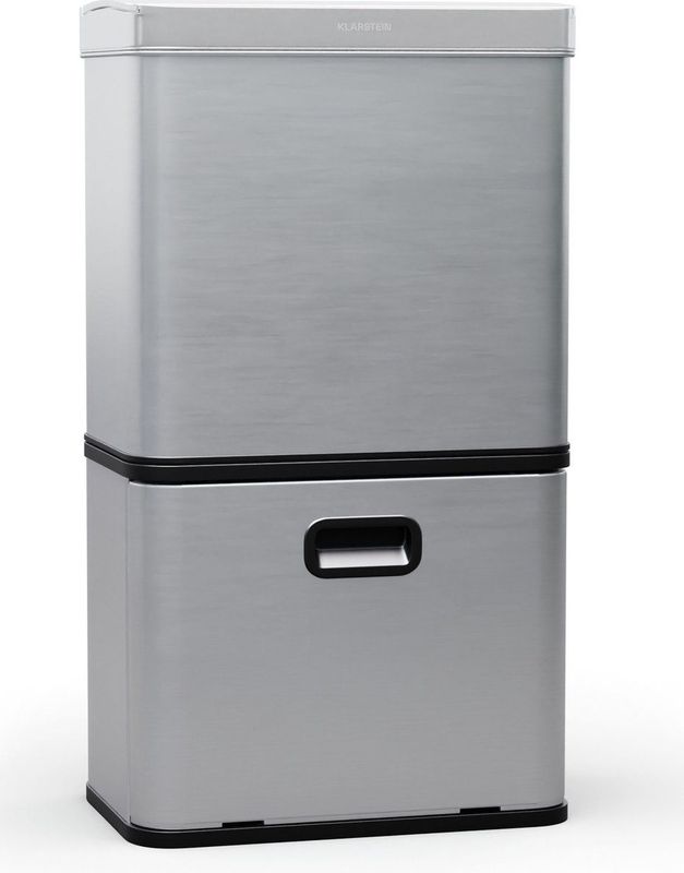 Klarstein Touchless Vuilnisbak met sensor - 56 Liter - RVS - 3 Bakken - Soft-close prullenbak - LED - Roestvrij staal