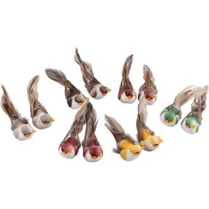 Kunstschuimveren vogels - 12 stuks kleurrijke simulatie met clip - kerstbomen tuin plantendecoratie - bruiloftsaccessoires