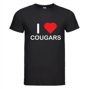 I LOVE COUGARS T-shirt - 100% Katoen - Maat 3XL - Classic Fit - Zwart
