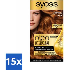 15 x SYOSS - Oleo Intense 6-78 - Haarverf - Permanente Haarkleuring - Koperblond - Langdurige Kleur - Haarkleuring - Koperblond - Permanente Haarkleuring - Olie-formule - Haarverf