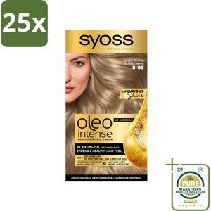 25 x SYOSS - Oleo Intense 8-05 Beige Blond - Haarverf - Zonder Ammoniak - Grijsdekking - Langdurige Kleur - Grootverpakking - Haarverf - Permanent Haarkleuring - Zonder Ammoniak - Grijsdekking - Olie-formule