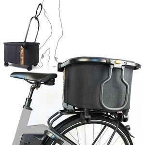 MULTI 2-in-1 - fietsmand en boodschappentrolley, opvouwbaar, inclusief houder, gebruiksvriendelijk, fietstas, demontabele fiets shopping-boodschappenmand voor bagagedrager