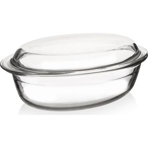 Ovenschaal Glas met Deksel 33x20x13 cm, 3 l - Ovenschotel - Braadslede - Braadpan