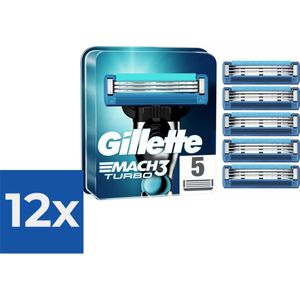 Gillette Scheermesjes Mach3 Turbo 5 stuks - Voordeelverpakking 12 stuks