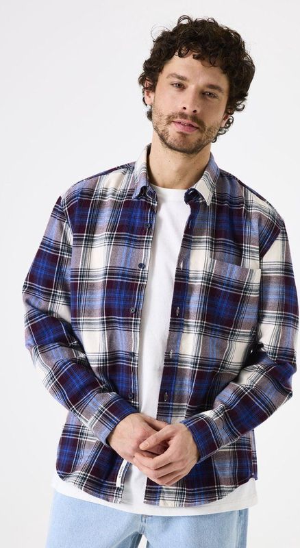 GARCIA - Overhemd - Blauw - Relaxed Fit - Lange Mouwen