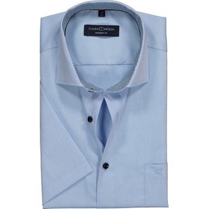 CASA MODA modern fit overhemd - korte mouw - popeline - blauw - Strijkvriendelijk - Boordmaat: 40