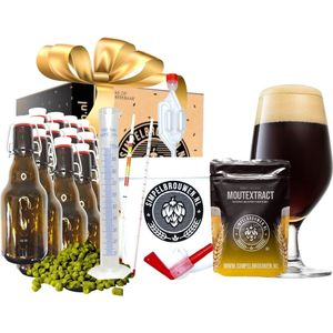 SIMPELBROUWEN® - Cadeaubox Stout - Bierbrouwpakket - Zelf bier brouwen pakket - Startpakket - Gadgets Mannen - Cadeau - Cadeau voor Mannen en Vrouwen - Bier - Verjaardag - Cadeau voor man - Verjaardag Cadeau Mannen