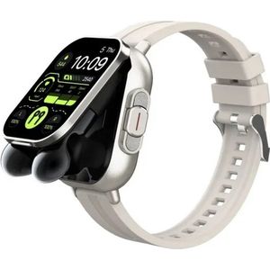 DrPhone DualX Duo2 - Smartwatch met Ingebouwde Oordoppen - Bluetooth 5, NFC, Gezondheidsmonitoring & Automatisch Opladen - Wit