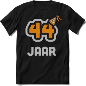 44 Jaar Feest kado T-Shirt Heren / Dames - Perfect Verjaardag Cadeau Shirt - Goud / Zilver - Maat XL