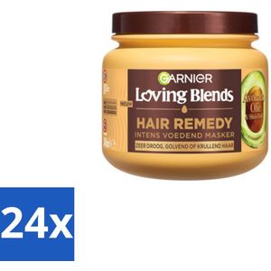 Garnier - Loving Blends - Haarmasker - Avocado Olie & Shea Boter - Ultra Voedend - Golvend & Krullend Haar - 340 ml - Voordeelverpakking - 24 stuks