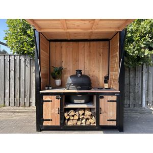 Steigerhoutje.nl - Buitenkeuken- Close- overdekt BBQ'en met een Klepdeur- Uniek model/ bescherming van je BBQ