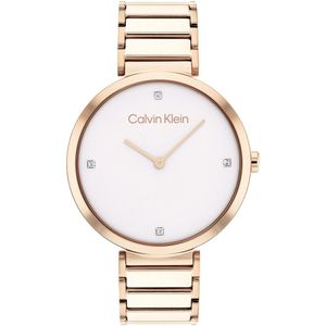 Calvin Klein CK25200135 Dames Horloge - Mineraalglas - Roestvrijstaal - Rosé goudkleurig - Ø 36 mm - Quartz - Druksluiting - 3 ATM (spatwater)