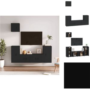 vidaXL Tv-meubel Set - 2x 57 x 34.5 x 40 cm - 2x 40 x 34.5 x 80 cm - 1x 40 x 34.5 x 40 cm - Zwart hout - Kast