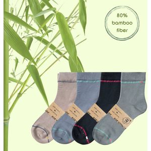 green-goose® Luxe Bamboe Sokken | 4 Paar | Streep | 33 - 46 | 80% Bamboevezel | Zacht en Duurzaam