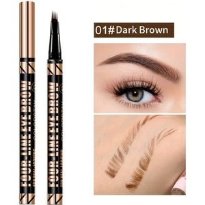 3D Wenkbrauwpotlood Waterproof - Donkerbruin - Dark Brown - 48 uur Lang - Haarachtige Kleur-effect - Precisie Micro-inktpen - Eyebrow Pen - Professionele Wenkbrauwmake-up Pen met 4 Split heads - Totale controle