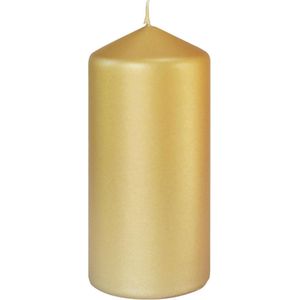 Gouden cilinderkaarsen/stompkaarsen 15 x 7 cm 52 branduren - geurloze kaarsen mat goud